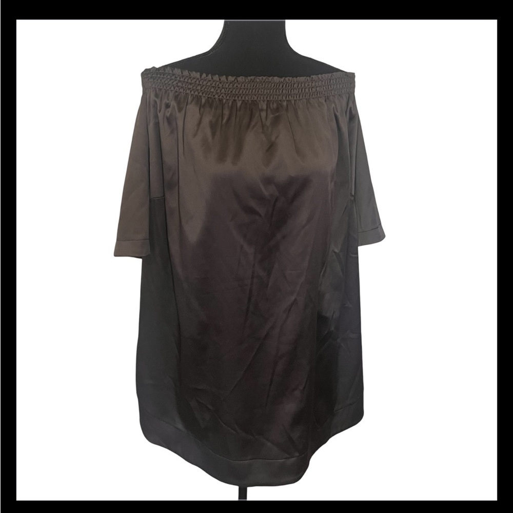 Eloquii Off The Shoulder Metallic Blouse Plus Sz 20 Peasant Boho Hippie Satiny - Picture 2 of 8